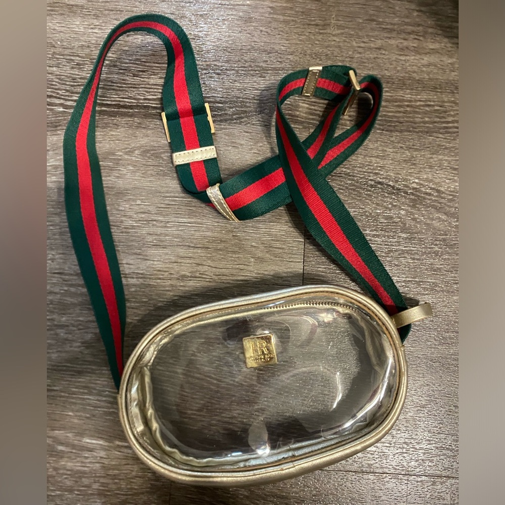 Hampton Roads clear bag, red and green strap
